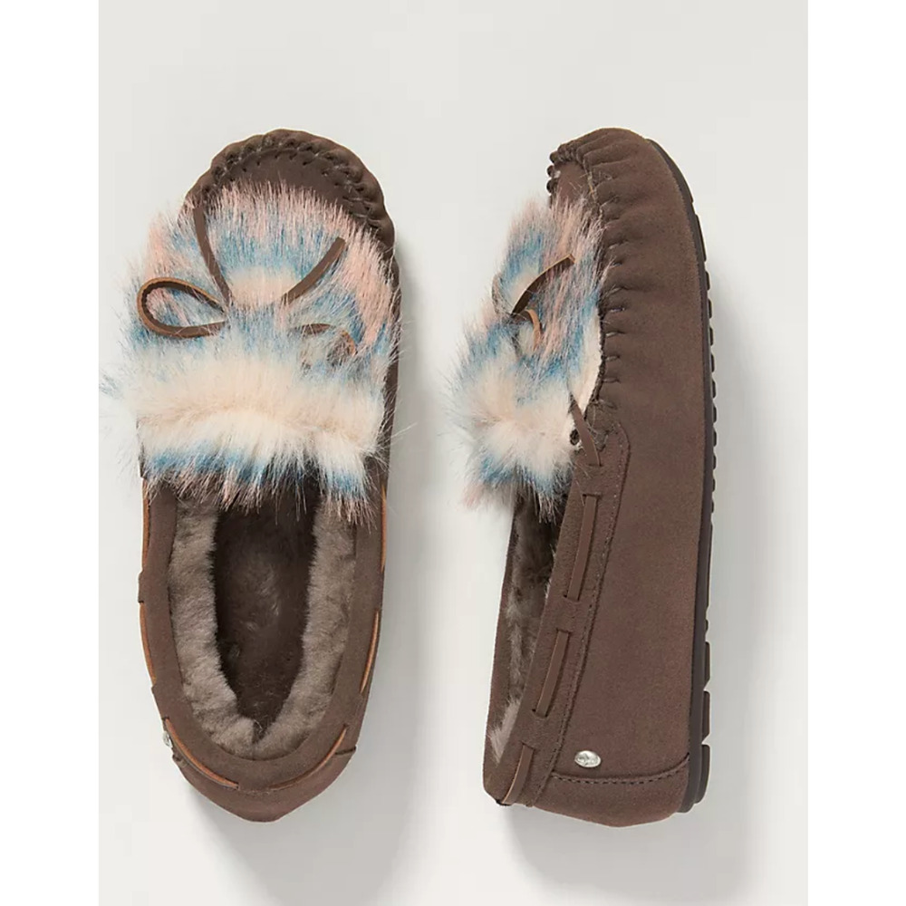 NEW EMU AUSTRALIA x ANTHROPOLOGIE GRAY LAVA AMITY MOCCASINS SLIPPERS SHOES 7